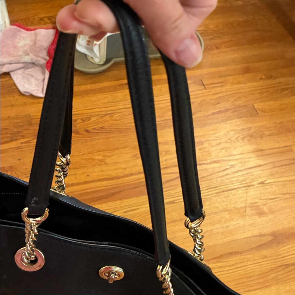 Coach (REHAB Project) Black Tote with Gold Accents READ FULL Description - Picture 8 of 13